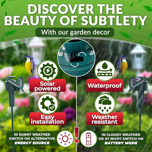 Solar Hummingbird Garden Stakes 3 Pcs, Fluttering Yard Decorations