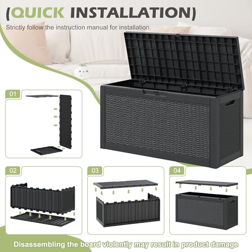 75 Gallon Outdoor Storage Box Waterproof Deck Box Patio Storage - color: Black, style: 75Gallon
