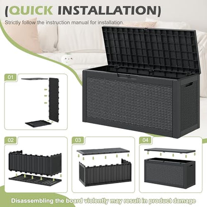 75 Gallon Outdoor Storage Box Waterproof Deck Box Patio Storage - color: Black, style: 75Gallon