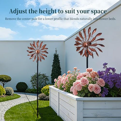 Copper Petal 360° Metal Wind Spinners Outdoor, 56.7" H - color: Copper