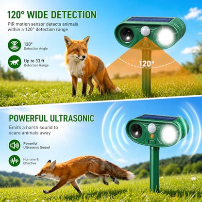 Solar Ultrasonic Animal Repellent Activated Deterrent for Deer