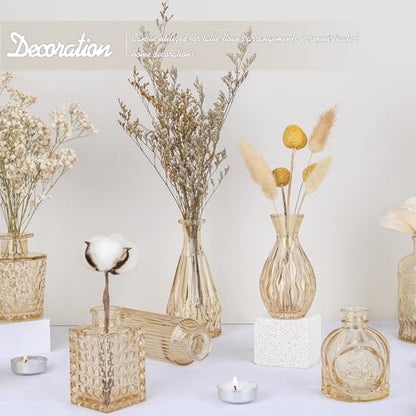 TBWIND 24pcs Amber Glass Bud Vases Set - color: Amber-24pcs, size: 24Pcs