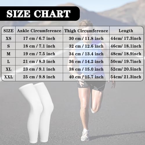 Skylety Compression Leg Sleeves Men Women - color: White, size: Large