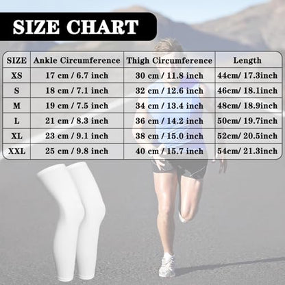 Skylety Compression Leg Sleeves Men Women - color: White, size: Large