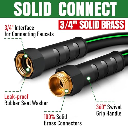 Heavy Duty Garden Hose 35ft, NON-EXPANDABLE Flexible Water Hose, Kink Resistant Lightweight Hybrid Hose, Leakproof Hose Male to Female Fittings - color: Black+Green, size: 35ft