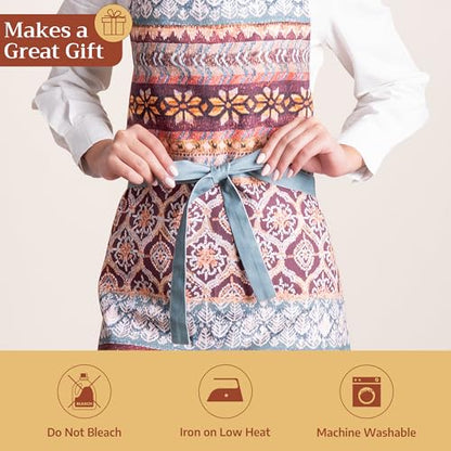 Maison d' Hermine Aprons for women with Pocket 100% Cotton (27.50"x31.50") - color: 050 - Fair Isle