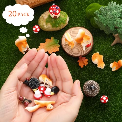 20Pcs Mini Resin Squirrel Figurines Miniature Squirrel Figures