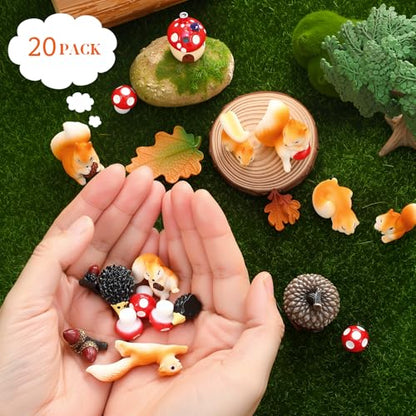 20Pcs Mini Resin Squirrel Figurines Miniature Squirrel Figures
