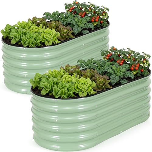INNO STAGE Galvanized Garden Bed, 4x2x1.4FT Metal Raised Beds, 2pcs, Green - color: Green, size: 4x2x1.4ft(2 pack)