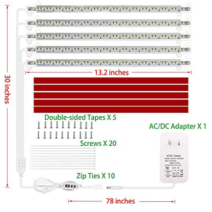 Grow Light Strip - Full Spectrum LED Grow Lights for Indoor Plants, Auto On/Off Timer, 5 Pack (240 LEDs, 10 Dimmable Levels) - color: 5 Strips