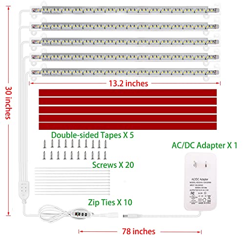 Grow Light Strip - Full Spectrum LED Grow Lights for Indoor Plants, Auto On/Off Timer, 5 Pack (240 LEDs, 10 Dimmable Levels) - color: 5 Strips