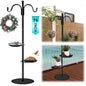 Shepherds Hooks for Outdoor, 76 Inch Bird Feeder Stand - style: Dual Hooks & 2 Pots