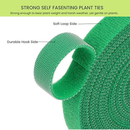 Plant Ties Hook and Loop Garden Tapes 1/2'' Wide Fabric Fastening Tape Double Sided Self Gripping Strap Reusable Adjustable Cable Ties Garden Vines Ties, Soft Plant Tie (1/2 Inch x 32 ft, Green) - size: 1/2 Inch x 32 Feet