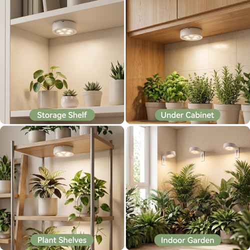 2 Pack Rechargeable Grow Light, Cordless Full Spectrum LED for Indoor Plants, Magnetic Mount, Timer & Remote, USB-C 2000mAh for Shelf, Herbs, Succulents, Seedlings & Greenhouse (Black)