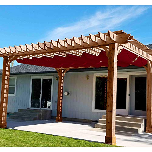 Patio 4'W x 12'L Waterproof Pergola Shade Cover Retractable Canopy Replacement, Outdoor Pergolas Fabric Covers for Patio, Sun Shades Cloth with Slide-On Wire Cable for Deck Gazebo Backyard, Red - color: Red, size: 0 4' x 12', style: Waterproof Material