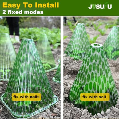 Pack 40 Garden Cloches for Plants, Reusable Bell Plant Cover - color: Dark green 40