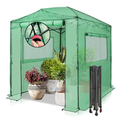 EAGLE PEAK 8x6 Easy Setup Pop Up Greenhouse, Clear/Green - color: Clear/Green, size: 8x6