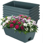 LOCONHA 7 Pack Window Box Planter, Plastic Vegetable Flower Planters Boxes - color: Army Green