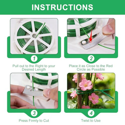 2 Pack Twist Ties, 525 Feet Rustproof Flexible Garden Plant Tie with Cutter