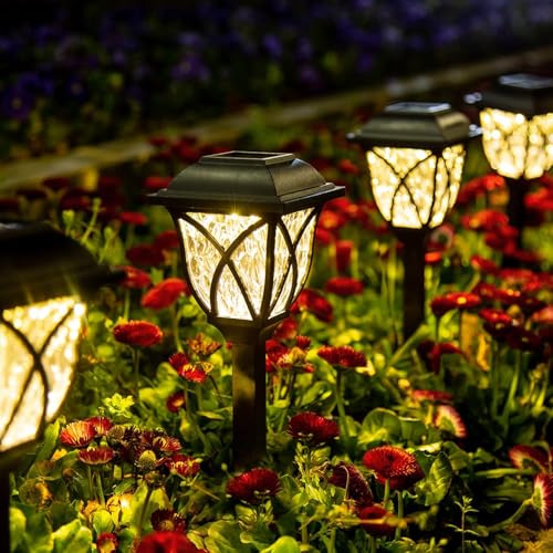 GIGALUMI 6 Pack Solar Lights Outdoor Waterproof, LED Solar Garden Lights - color: Warm White, size: 6 Pack