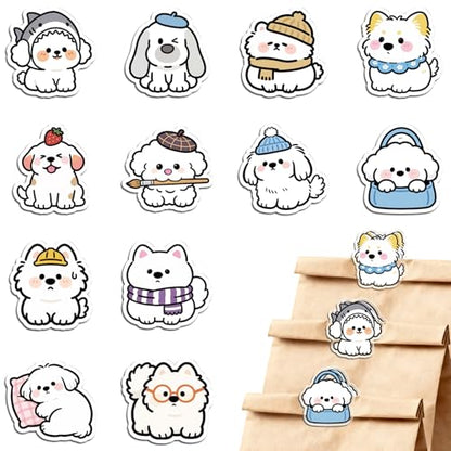 MAYJOYDIY 24Pcs 12 Styles Funny Dog Shaped Acrylic Chip Clips Little White Dog Bag Sealer Sealing Closures Cute Animal Bag Clips for Food Storage Airtight Seal Grip - color: Dog