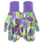 MUD Jersey & Chore Women's Garden Glove, Breathable, Elastic, Reinforced Fingertips, Purple Floral, M/L - size: Medium-Large (Pack of 2)