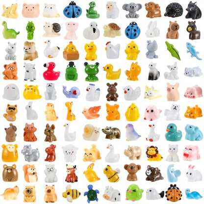 Mini Resin Animals Figures 80Pcs Tiny Resin Animals Miniature Small Animal Figures Bulk for Party Favors Dollhouse Aquarium Garden Decoration