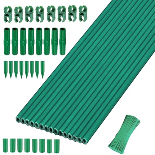Garden Stakes 13.7 Inch, DIY 4ft 5ft 6ft 7ft 8ft 15Set Tomato Stakes Plastic Coated Metal Plant Sticks Stakes Supports for Indoor Outdoor Plants Vegetable 72 Pack