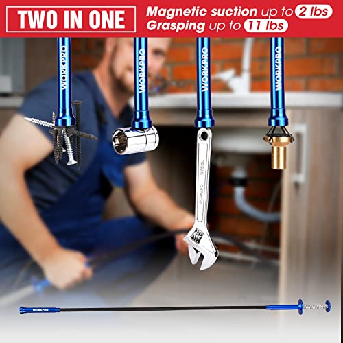 WORKPRO 4PC Telescoping Magnetic Pick Up Tool Kit, For Auto Repair