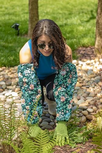 GARDENSLEEVES Anti-Scratch Sleeve Long Gardening Glove for Women farmers arm protection from ivy oak sumac (Blue Poppies, Large) - color: Blue Poppies, size: Large