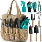 Scuddles 8-Piece Garden Tool Set with Carry Bag, Heavy Duty Tools, 2.2 lbs - color: Green