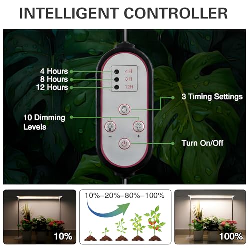 SDOVUERC 60W High-Power Full Spectrum Grow Lights Stand for Indoor Plants. - color: Silver