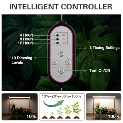 SDOVUERC 60W High-Power Full Spectrum Grow Lights Stand for Indoor Plants. - color: Silver