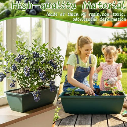 8 Pcs 24 Inch Plastic Window Boxes Planters, Green - color: Green
