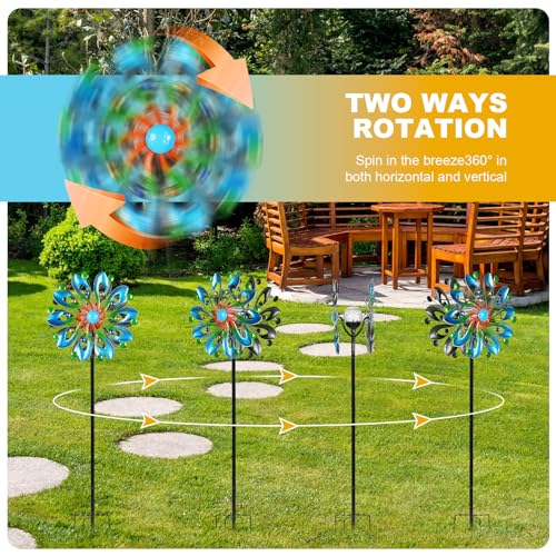 MLKNK Wind Spinners for Yard and Garden - Wind Sculptures & Spinners - size: navy blue