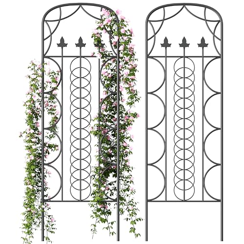 Idzo 71 in. Decorative Metal Trellis for Climbing Plants Outdoor, Heavy-Duty Steel Garden Trellis with Durable Powder Coating, Black - color: Metal - 71", style: Decorative