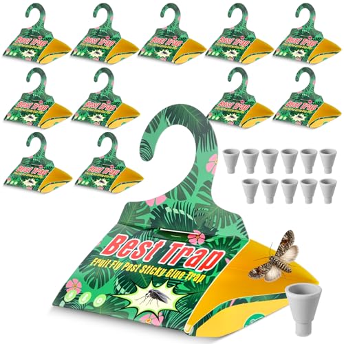 12 Pack Moth Sticky Paper for Apple Trees – Triangular Hanging Sticky Boards with Included Pads, for Orchard & Garden Plant Monitoring Use - style: for Apple