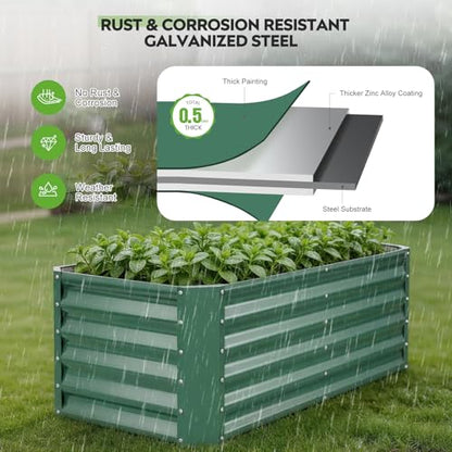 Raised Garden Bed Kit 4x2x1.4ft, Metal Planter Boxes Outdoor, Green - color: Lotusgreen, size: 4x2x1.4ft