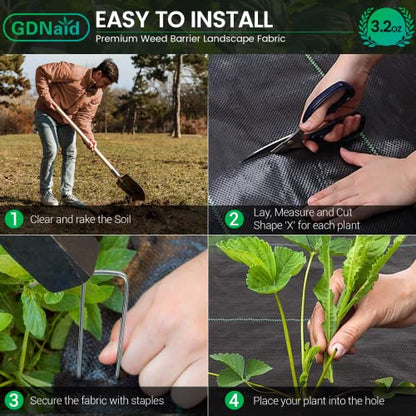 Weed Barrier Fabric 5ftx100ft Landscape Fabric, 3.2oz Weed Barrier Fabric Weed Fabric, Garden Landscaping Fabric - size: 3.2oz-5x100ft