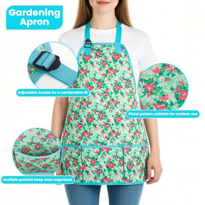 Garden Tools 10 Pack Floral Pattern Garden Tool Set with Tote Bag, Rust-Proof Aluminum Gardening Tools Set, Heavy Duty Gardening Kit Gardening Gifts for Women for Mom Birthday Housewarming Gift