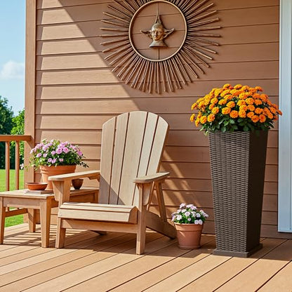 Devoko Resin 32'' Tall Planters, Large Taper Outdoor Planter - color: Brown, size: 32" With Trays