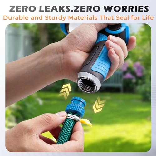 Garden Hose Nozzle High Pressure Leak Proof Spray Water Hose Nozzle Sprayer - color: Blue&Blue