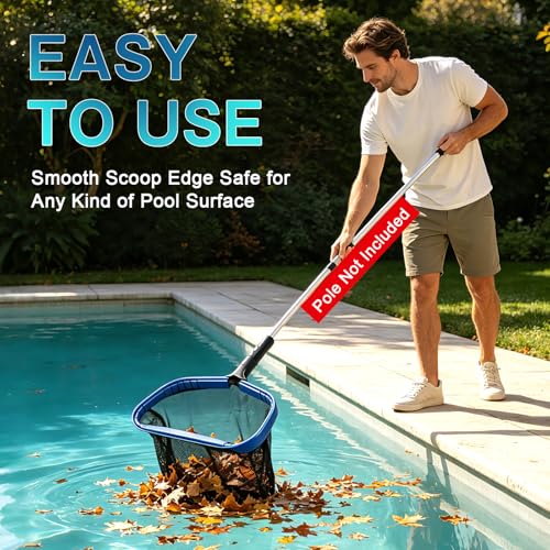 FEED GARDEN Pool Leaf Rake Pool Skimmer Nets for Cleaning with Double-Layer Deep Big Bag,17.5" L x 11" W Heavy Duty Aluminum Frame & Handle Rake(Pole Not Included) - size: 17.5" x 11" Pool Rake