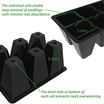 Gardzen 120 Pack 6 Cell Seed Starter Trays with Drainage Holes Black - color: Black, size: 120 Pcs