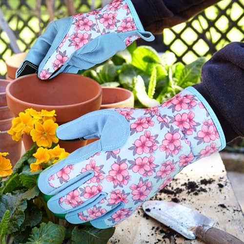 Cute Garden Gloves for Women Gift,Heavy Duty Gardening Gloves - color: Blue