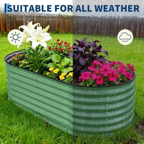 Garvee 2 Pack 6X3X2ft Galvanized Raised Garden Bed, Oval Metal Planter Box - color: Green-oval, size: 6x3x2ft 2pcs