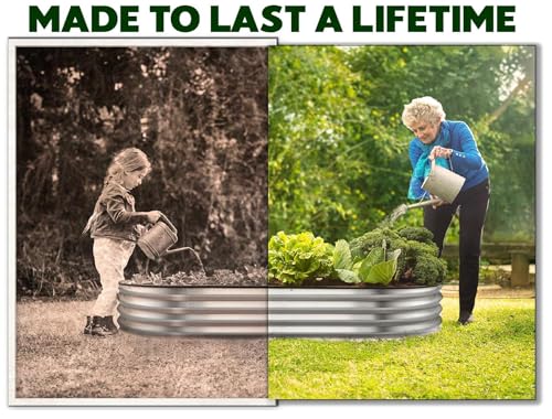 Plant & Plot Galvanized Raised Garden Beds Outdoor // 4×2×1 ft (2-Pack) Planter Raised Beds for Gardening, Vegetables, Flowers // Large Metal Garden Box (Silver) // Patented Tool-Free Design - color: Silver