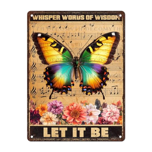 Vintage Garden Tin Sign Whisper Words Of Wisdom Let It Be Retro Butterfly Metal Poster Funny Wall Art Cafe Office Wall Decor for Kitchen Home Bar Pub Club 12 * 16inch - color: Dragonfly12, size: 30X40cm(12*16in)