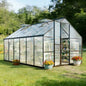 8x12 FT Outdoor Greenhouse with Roof Vent, Charcoal Black - color: Charcoal Black, size: 8×12FT