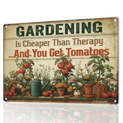 12x8″ Gardening Sign, Funny Garden Decor, Cheaper Than Therapy, 2685 - style: Therapy & Get Tomatoes